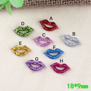 Kawaii Glitter Bling Bling Lips Flatback Resin Charms Pendants for DIY Hair Accessories Necklace Earring Key Chain Jewelry Making
