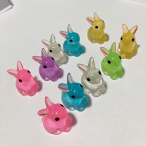 Mixed Glow in Dark Cute Rabbit Bunny Charm Resin Resin Fluorescent ...
