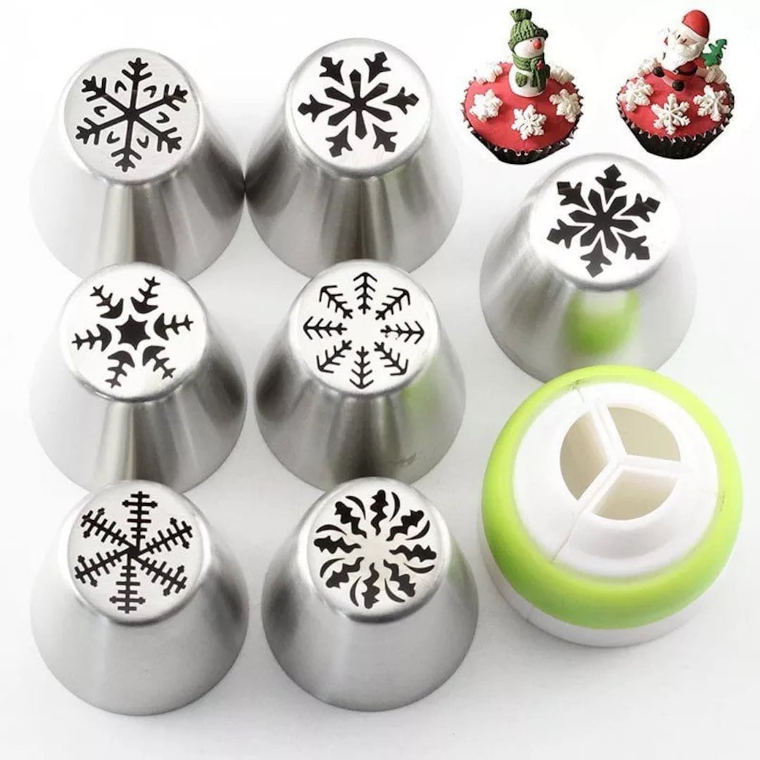 7pcs Russian Icing Piping Tips Christmas Design Snowflake Pastry Nozzles  Cupcake Cookie Decoration Pastry Baking Confectionery