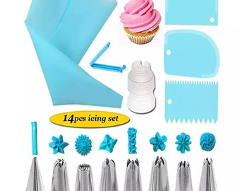 14pcs Cake Decorating Kit Piping Tips Silicone Pastry Icing Bags - Main Image