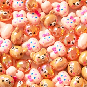 Bear Rabbit Beads Resin Charms Pendant For Handmade Cute Earrings Necklace Fashion Jewelry Findings