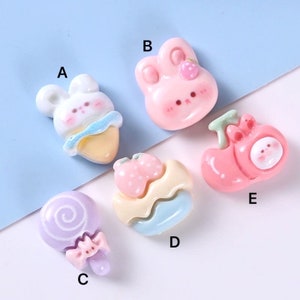 New Cute Resin Mini Cartoon Rabbit Flat Back Cabochon Scrapbook Kawaii For Phone Bows DIY Embellishments Accessories
