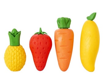 1 Set 4 pcs Creative Cartoon Big Mac Fruit Eraser Children Student Kawaii Stationery Kid Gift School Office Supplies Novelty Lovely Eraser