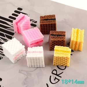 18*14mm DIY resin square cookie charms kawaii cabochon ornament trinket boutique bijoux craft decoration jewelry making