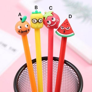 Kawaii Cartoon Fruit Ballpoint Pen Gel Pens Kawaii Útiles escolares Papelería, manualidades para niños