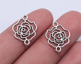 17x14mm Antique Silver Color Antique Gold Hollow Flower Connector Charms For Jewelry Making DIY Jewelry Findings