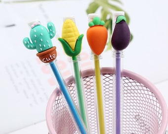 1 set 4 pezzi Kawaii verdure Penna a sfera Penna gel Penne Kawaii Materiale scolastico Cancelleria, Kid Crafts