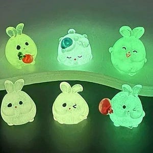 Mixed Glow in Dark Cute Neon Rabbit Charm Resin Resin Fluorescent ...