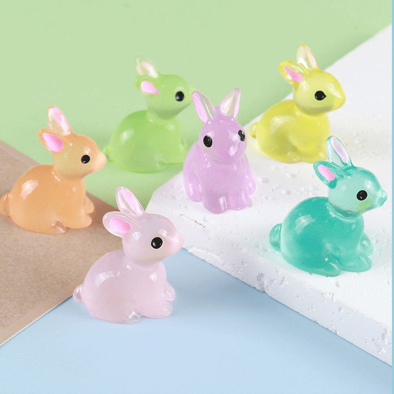 Mixed Glow in Dark Cute Rabbit Bunny Charm Resin Resin Fluorescent ...