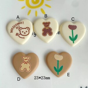Kawaii Cartoon Heart Flatback Resina Cabujón para el cabello Centro de arco Scrapbooking Decoración Artesanías DIY Accesorios hechos a mano