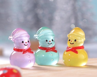 Glow in the Dark Snowman Charm: Resin Cabochon DIY Craft (25mm)