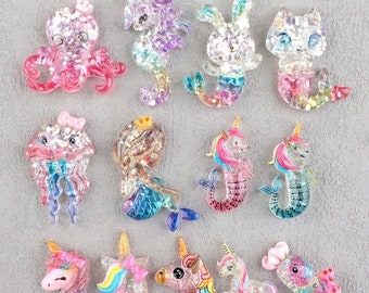 Resin Kawaii Mermaid Ocean Series Flatback Cabochon Stone Figurine Christma Decor Accessorie DIY Hair Bow Scrapbook Craft
