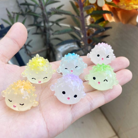 Glow in the Dark Pufferfish Resin Charms: Ocean DIY Craft Supplies