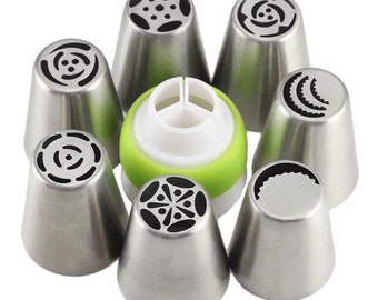 7Pcs Baking Pastry Tools Big Russian Nozzles Set Stainless Steel Icing Cream Sugarcraft Nozzles Pastry Tips For Cake Decoration
