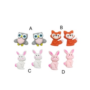 Cartoon Animals Flat back Resin Cabochon Kawaii Fox Owl Rabbit Scrapbooking Hair Bows Accessories DIY Decoration Craft