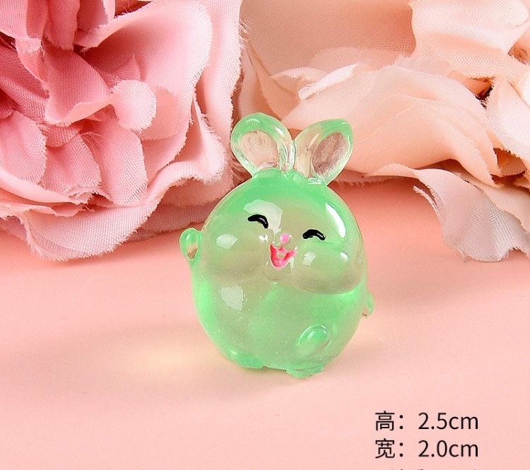 Mixed Glow in Dark Cute Neon Rabbit Charm Resin Resin Fluorescent ...