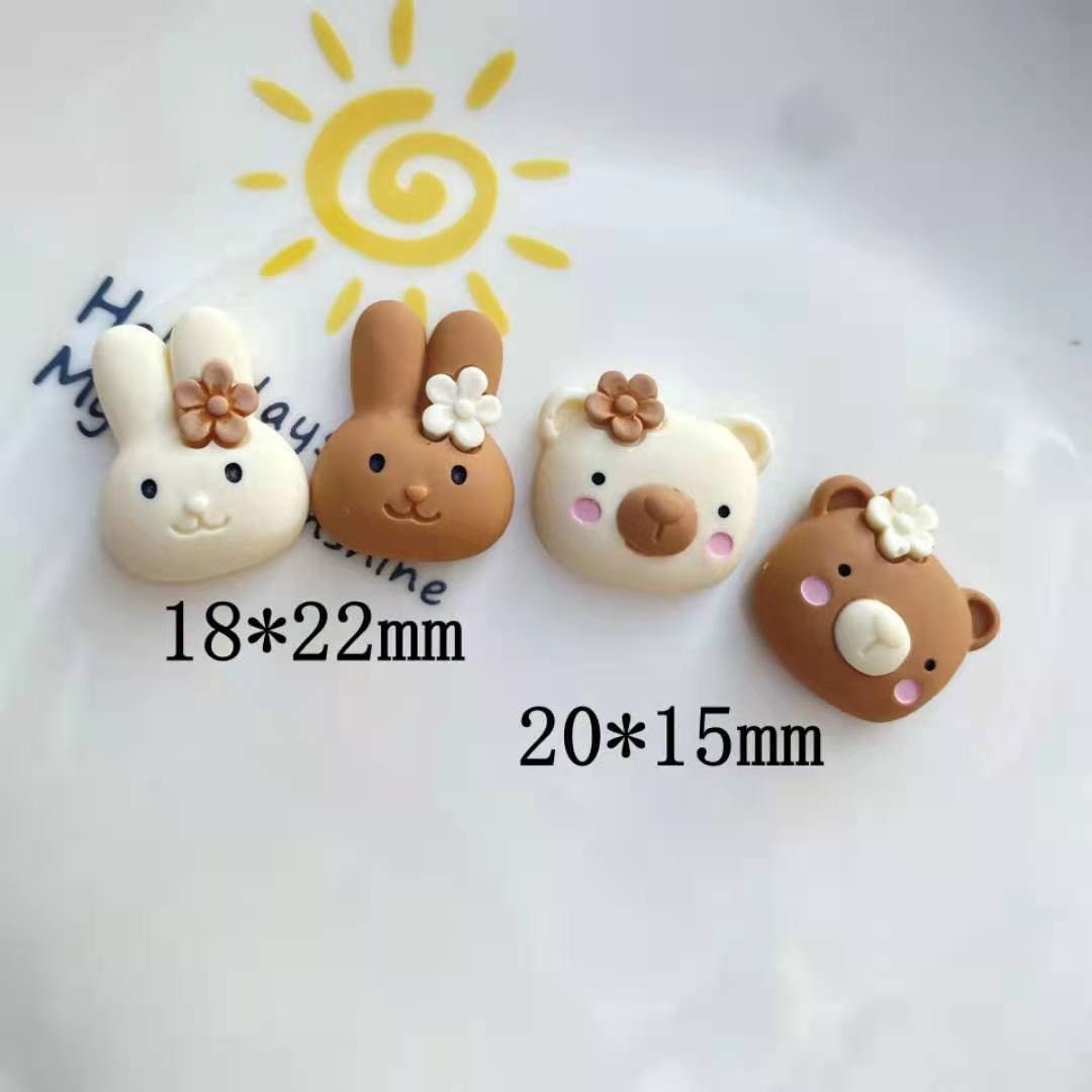 Cartoon Bear Rabbit Animal Flat Back Planar Resin DIY Kids - Etsy