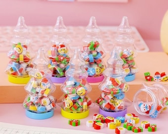 1 Set Cute Rubber Eraser Creative Christmas Theme Santa Pencil Mini Kawaii stationery Kids Student Office Supplies