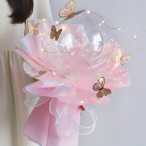 Butterfly Bobo Ball Bouquet DIY Gift Box Set, Round Shaped Balloon Bouquet Flower, Flower Bouquet, Acrylic Ball Gift Box Set image 3