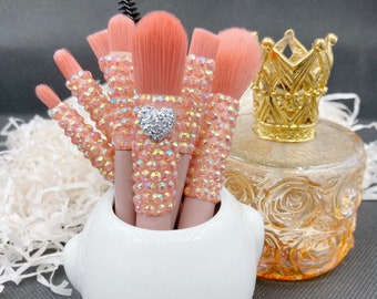 8Pcs Mini BLING Rhinestone Soft Makeup Brushes Set Eye Shadow Foundation Powder Eyelash Lip Concealer Blush Make Up Brush Set