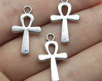 13x22mm Ankh Cross Charms Pendant For Jewelry Making Antique Gold Color Alloy Charms