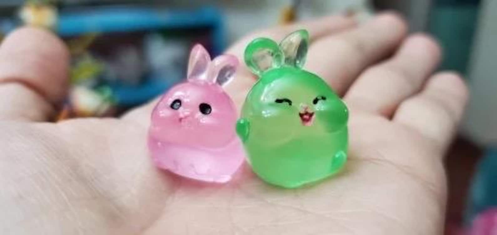 Mixed Glow in Dark Cute Neon Rabbit Charm Resin Resin Fluorescent ...