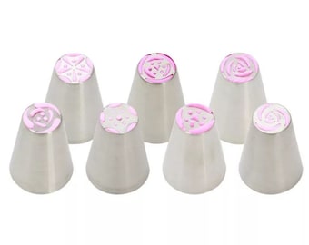 1 zestaw 7Style Rosyjskie końcówki do wyciskania lukru Tulip Końcówki do ciast ze stali nierdzewnej Końcówka do kremu kwiatowego Narzędzia kuchenne do dekorowania babeczek