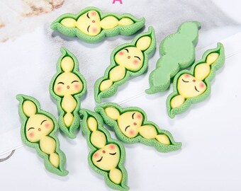Cartoon Simulation Beans Flat back Resin Cabochon Scrapbooking Craft DIY Hair Bows Accessories Phone Case Decoration