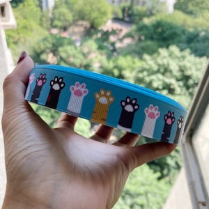 22mm Cat Paw Cartoon Printed Grosgrain Ribbon party decoration X-02885