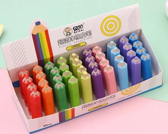 1pcs Random Kawaii Pencil Shape Erasers Cute Rubber Pencil Erasers Korean Stationery Kids Writing Supplies Correction Tools School Office