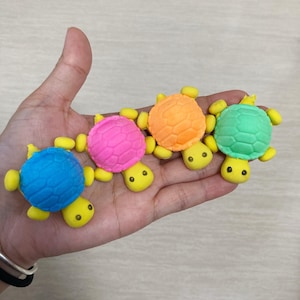 4 borradores de animales de dibujos animados, borrador de tortuga pequeña, borrador de lápiz para exámenes de alumnos, papelería para niños, borrador de pintura, borrador kawaii, material escolar