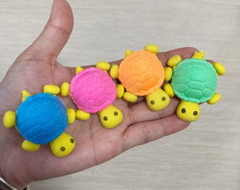 4 Pcs Cartoon Animal Eraser Small Turtle Eraser Pupils Exam Pencil Eraser Children Stationery Painting  Eraser Kawaii Eraser School Supplie