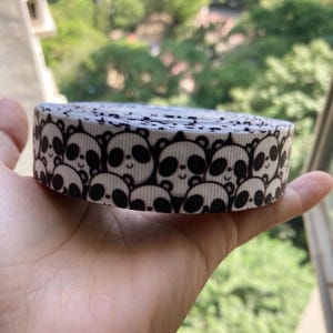 Cinta de grogrén con estampado de dibujos animados de panda de 22 mm para decoración de fiestas X-03303