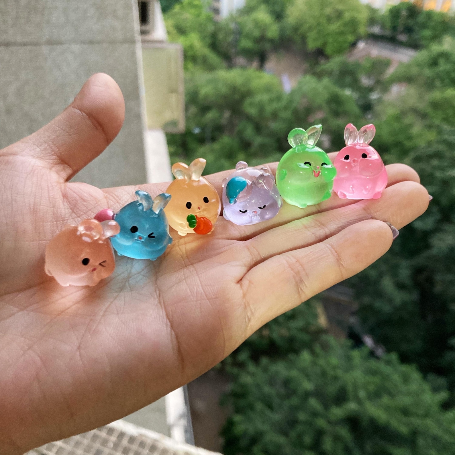 Mixed Glow in Dark Cute Neon Rabbit Charm Resin Resin Fluorescent ...