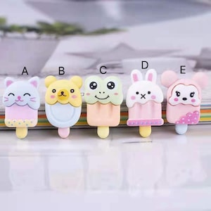 Resin Cartoon ice cream animal Decoration Flatback Cabochon Embellishments For Scrapbooking Kawaii Accessories
