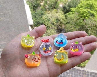 Mixed Glow in the Dark Halloween Pumpkin Charms, Tiny Luminous Halloween Monster for Earrings Crafting, Mini Resin  for Jewelry DIY