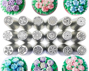 18 Stk. Düsen DIY Backwerkzeuge Russische Kuchen Creme Sprühspitzen Set Konfekt Düsen für Creme