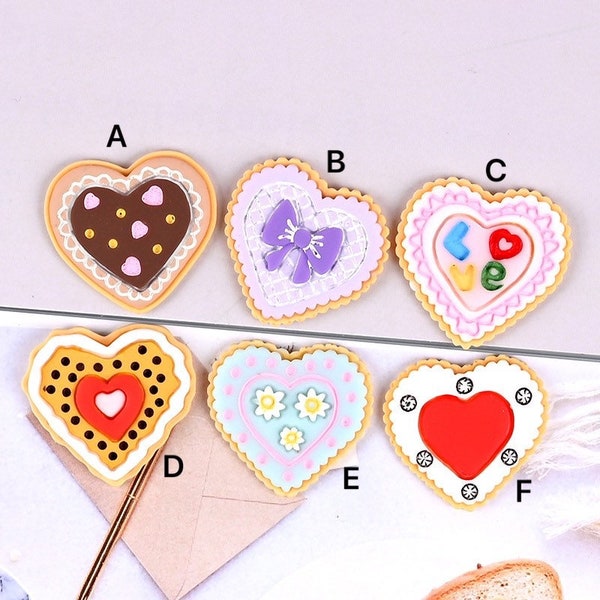 Cute Heart Biscuits Cabochon Resin Flatback Scrapbooking Embellishment Accessories Phone Hair Bows DIY Crafts Home Ornaments