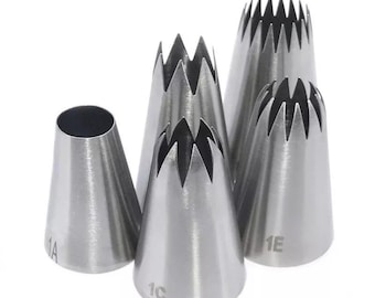 5 Pcs Stainless Steel Large Piping Tips Set - Cake Decorating Tips 1A 1E 1C 9FT 356, Food Grade Frosting Kit