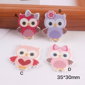 Cute Owl Cartoon résine plane, Hair Bow Centers, Decoden Supplies