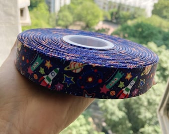 22 mm ruimteraket Galaxy planeet stripfiguur bedrukt grosgrain lint feestdecoratie