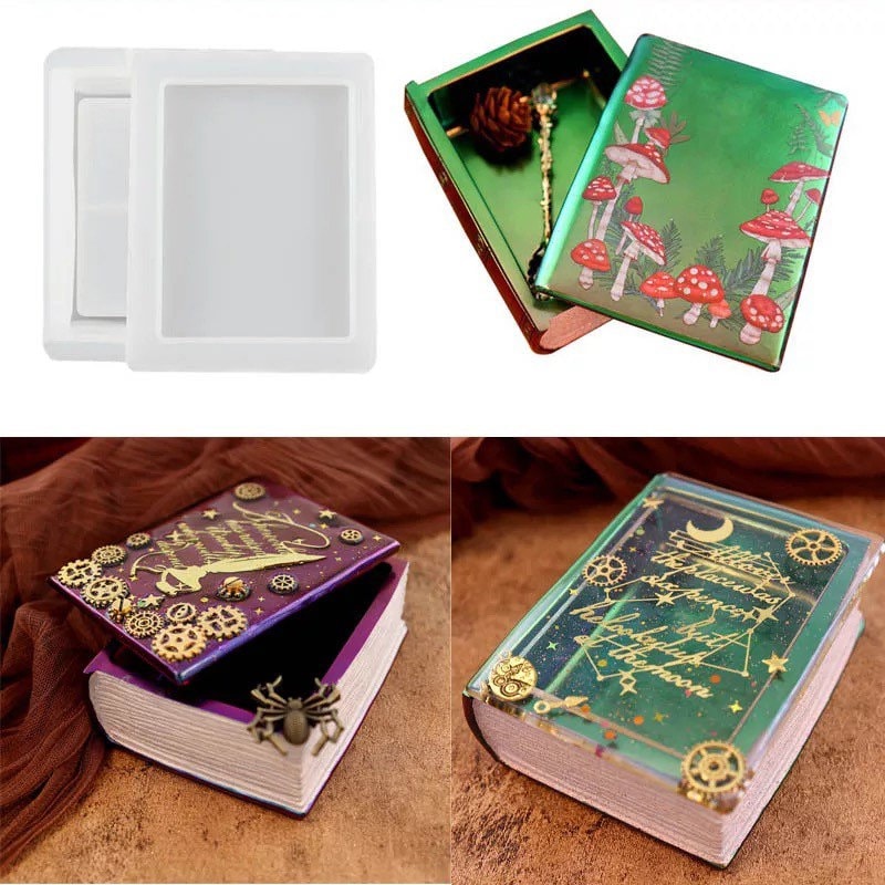 2 Sets of Note Book Cover Resin Mold, Tomorotec Clear Casting Epoxy Resin  Molds Book Cover A6, A5,A7 With Book Rings and 2 PCS Bookmarks 