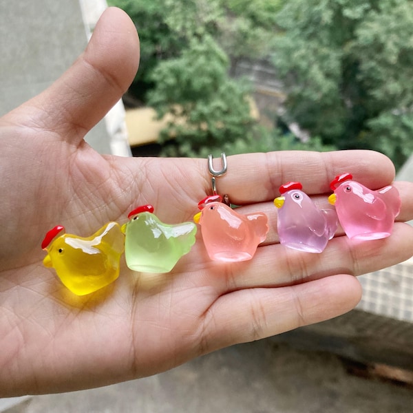 Mixed Glow in Dark Cute Chicken charm resin Resin fluorescent Cabochon DIY Craft Supplies Phone Decor Material Hair Accessories