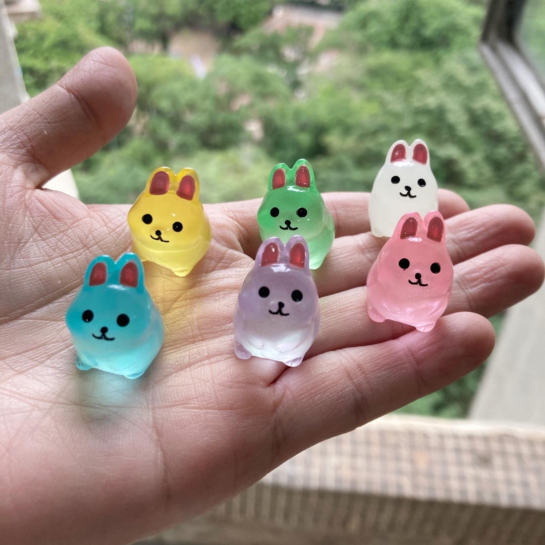 Mixed Glow in the Dark Cute Animals Rabbit Charm Resin Resin ...
