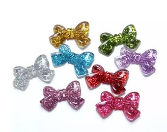Mixed Resin Bling Bowknot Decoration Crafts Kawaii Beads Flatback Cabochon Embellishments For Scrapbooking DIY Accessories 25*16mm
