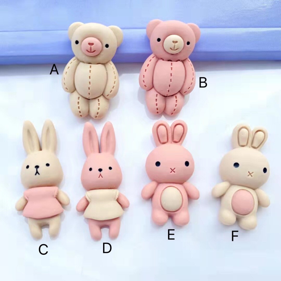 Cute Cartoon Rabbit Bear Flat Back Planar Resin Hairpin Crafts ...