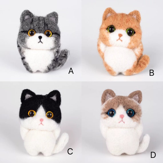 DIY Wool Felt Animal Christmas Cat Needle Dolls Kit Material Wool Felting  Kit
