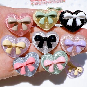 10PCS 22*27mm Transparent Bow Love Resin Accessories Diy Hair Hairpin Handmade Material Cream Glue Phone Shell Stickers