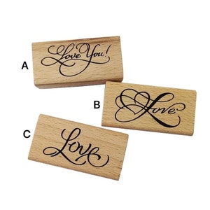 New Arts Font “Love”&”Love You” Wooden Stamps Creative DIY Handmade Decal Stamps Photo Album Gifts