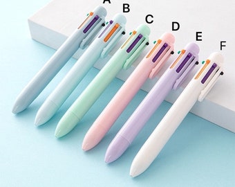 1pc Stationery School Supplies 6 Color Macaron Multicolor Ballpoint Pen Multifunction Office Creative Kids Pen